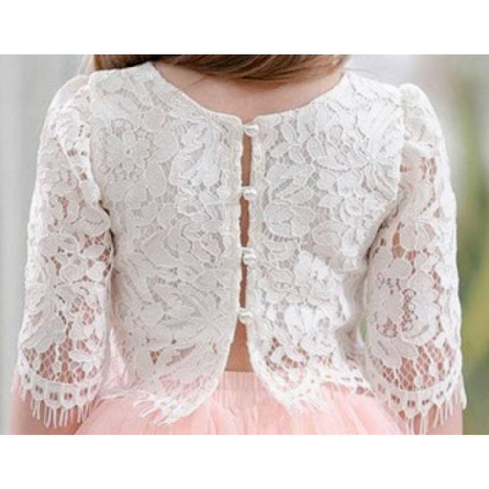 Lace Top Girls 100 White Floral Pearl Button Bolero Shrug‎